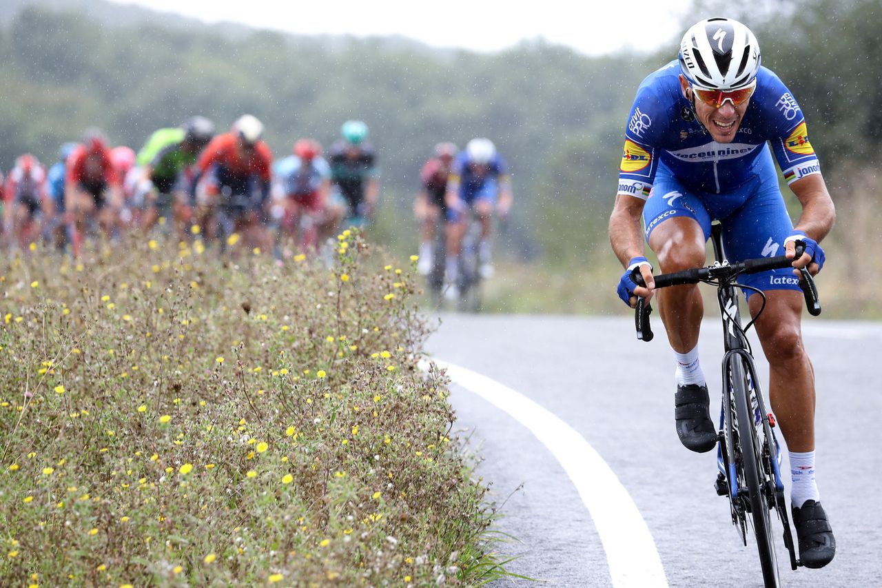 Philippe Gilbert attacks the breakaway