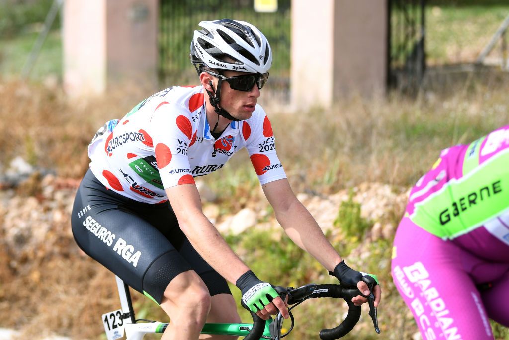 TORREVIEJA SPAIN FEBRUARY 07 lvaro Cuadros Morata of Spain and Team Caja RuralSeguros RGA Polka Dot Mountain Jersey during the 71st Volta a la Comunitat Valenciana 2020 Stage 3 a 1746km stage from Orihuela to Torrevieja VueltaCV VCV2020 on February 07 2020 in Torrevieja Spain Photo by David RamosGetty Images
