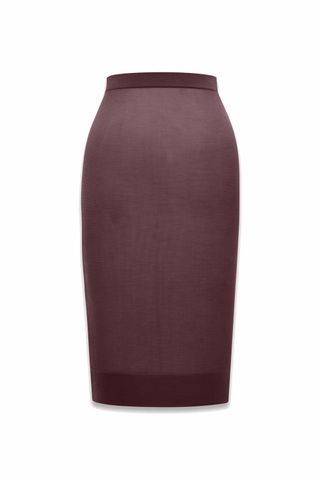 Saint Laurent, knit pencil skirt in burgundy