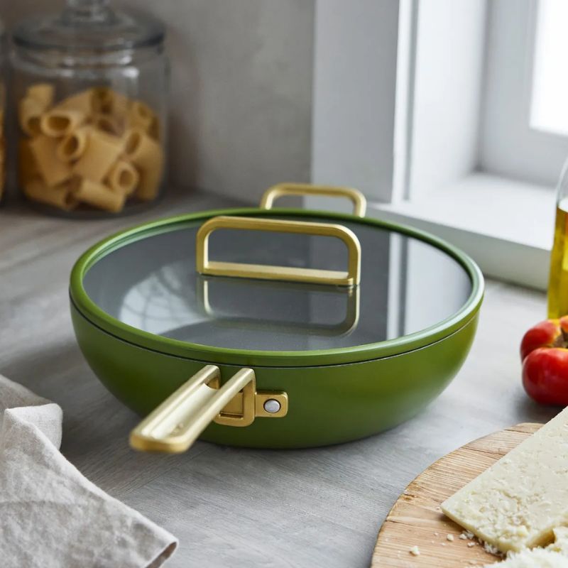 Stanley Tucci&#039;s green kitchen pan