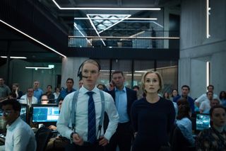 Freddie Fox and Kristin Scott Thomas as British intelligence officers in 'Slow Horses'.