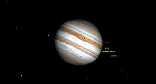 io's black shadow crosses jupiter night sky september 2019