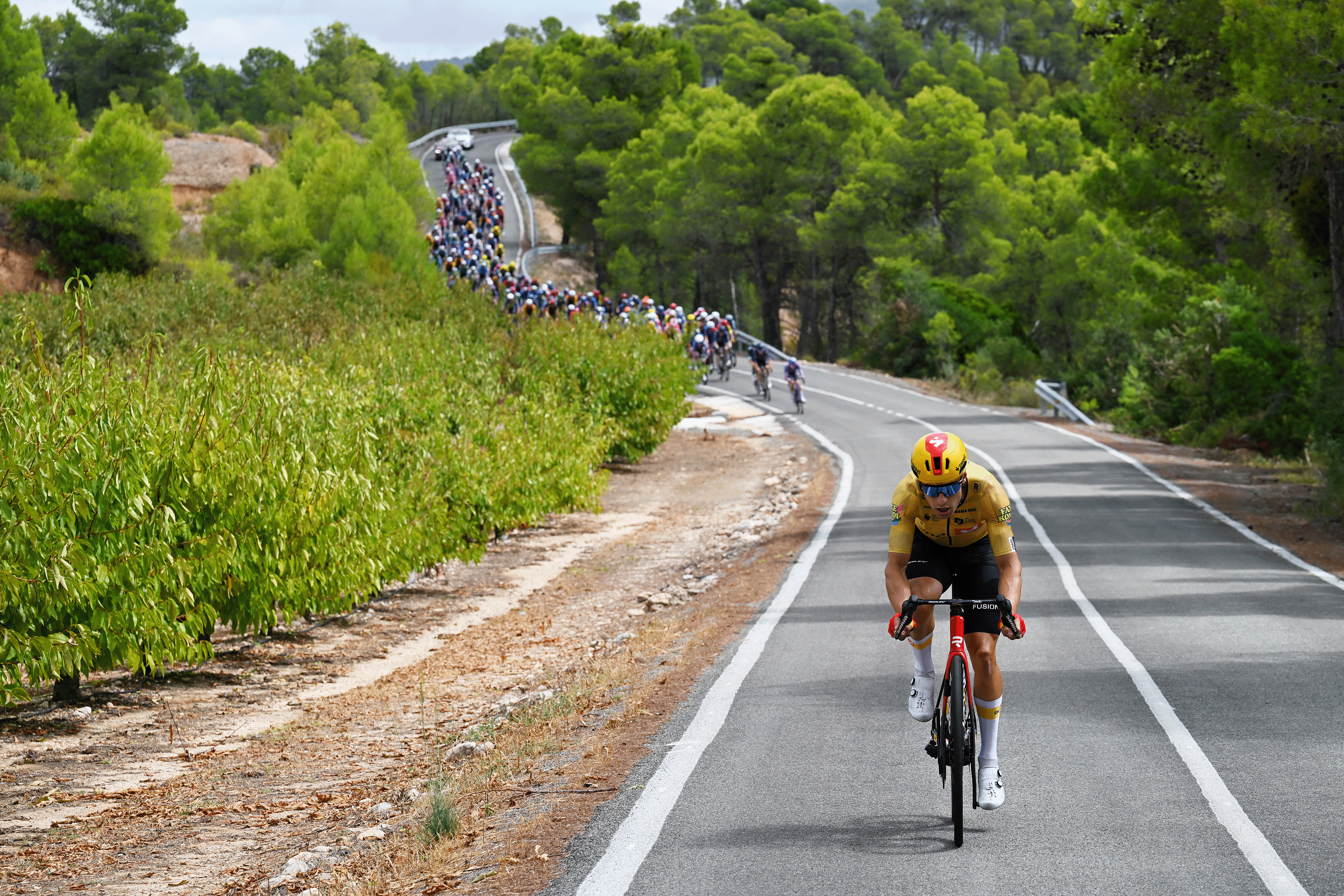 Fredrik Dversnes of Norway and Team Uno-X Mobility attacks in the breakaway during the La Vuelta 2026 on Stage 5 (Photo by Tim de Waele/Getty Images)
