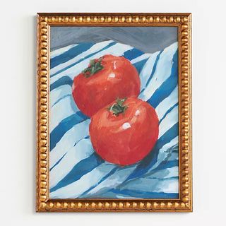 Tomatoes on Blue Stripes Wall Art