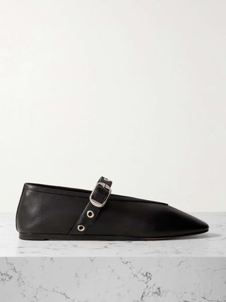 Stella Eyelet-Embellished Leather Mary Jane Ballet Flats