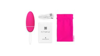 Intimina KegelSmart 2 pelvic floor trainer layout with charging cable and pouch