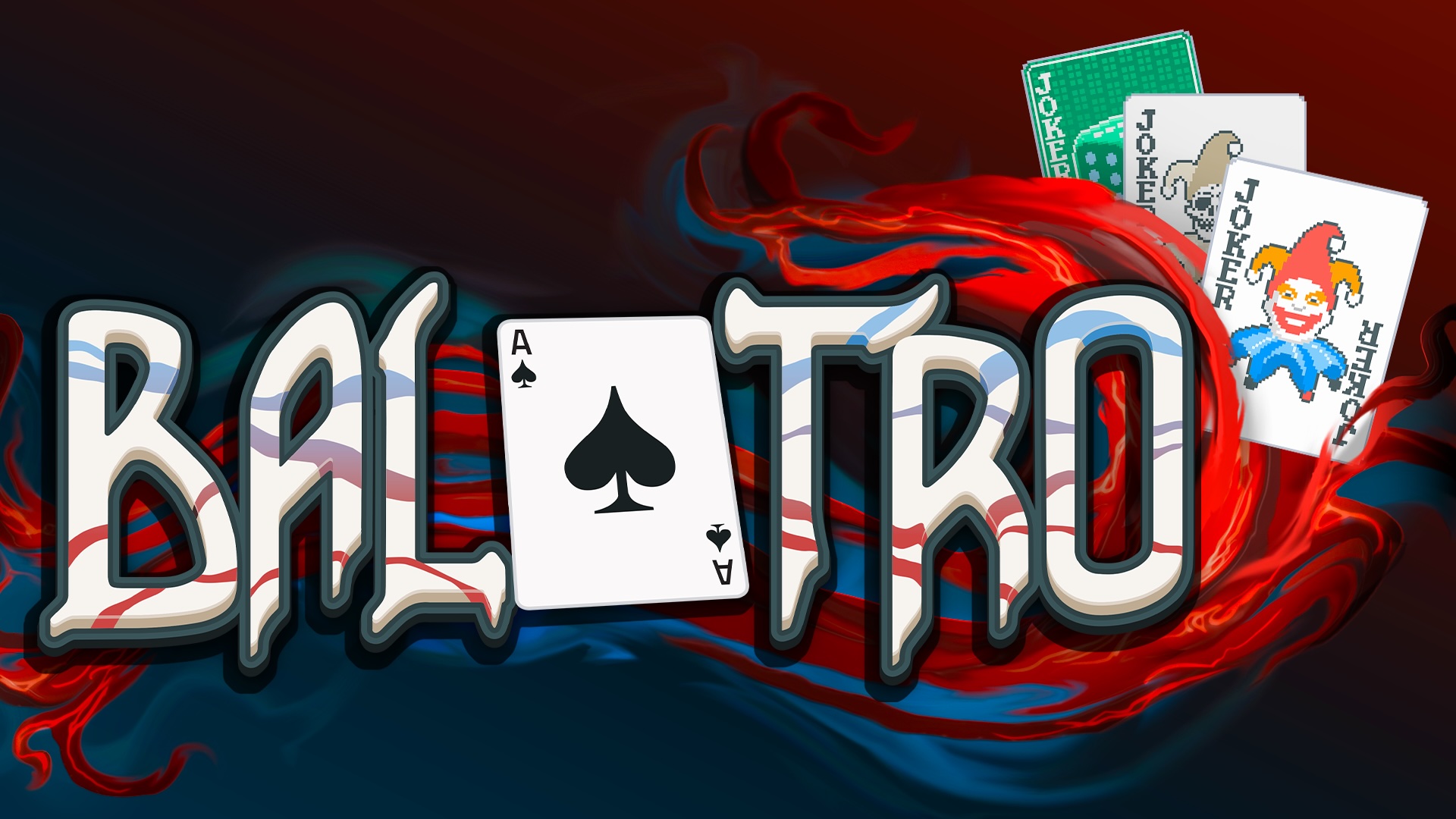 Balatro logo showing multiple playing cards.