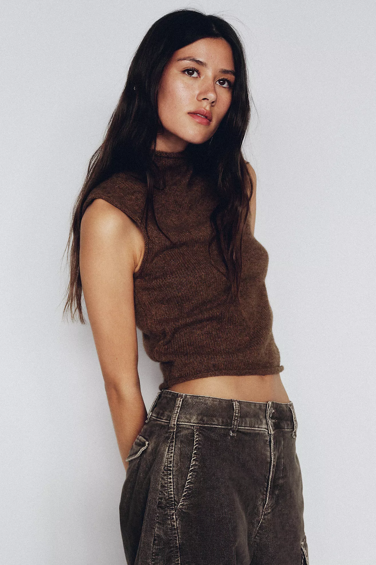 Pilcro 100% Cotton Roll-Neck Knit Tank Top