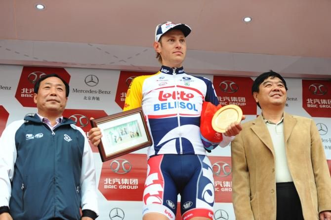 Oliver Kaisen (Lotto-Belisol) was awarded the most aggressive rider prize for stage 2 in Beijing