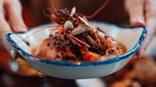 Shell on prawns in a bowl