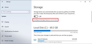 Windows 10 Storage Sense configure option