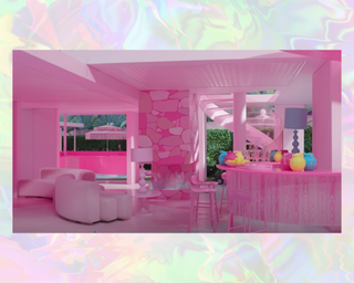 A still of Barbie's living room in the Dreamhouse