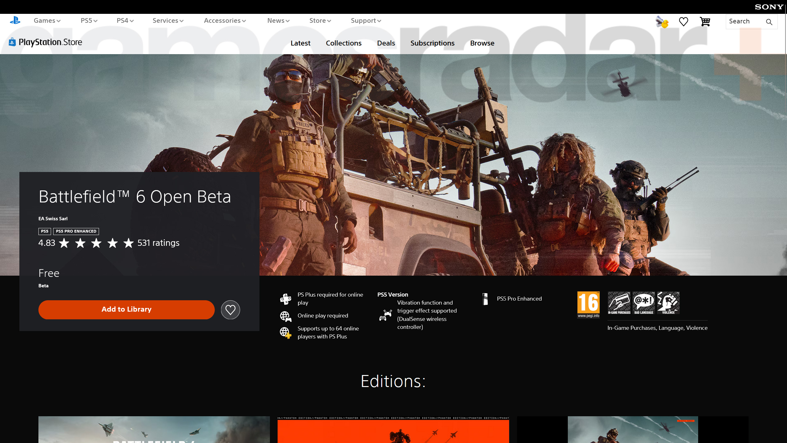 Battlefield 6 open beta on the PlayStation Store