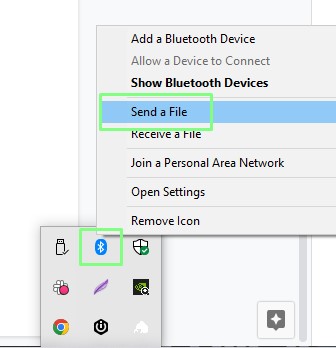 Compartilhamento de arquivos Bluetooth do Windows 10