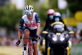 LE CREUSOT FRANCE JULY 02 Jasper Stuyven of Belgium and Team Trek Segafredo at arrival during the 108th Tour de France 2021 Stage 7 a 2491km km stage from Vierzon to Le Creusot 369m LeTour TDF2021 on July 02 2021 in Le Creusot France Photo by Benoit Tessier PoolGetty Images