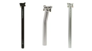 Best seatposts: Thomson Elite seatposts lined in three different styles – black, silver setback and silver straight
