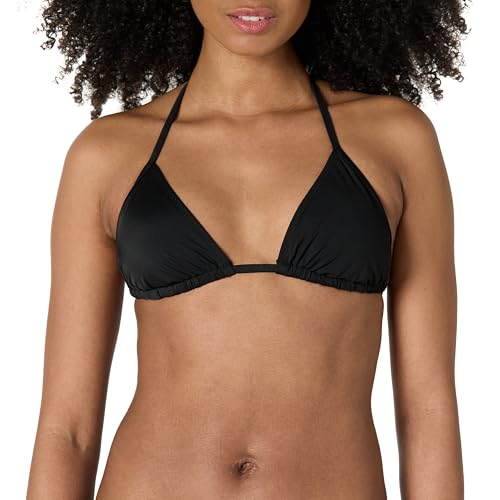 Amazon Essentials Women's Triangle Bikini Top, Black, Medium