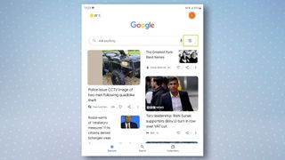 Google search app home page