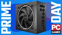 A Be Quiet Pure Power 13 M 1200 W power supply on a blue and red Prime Day deals background