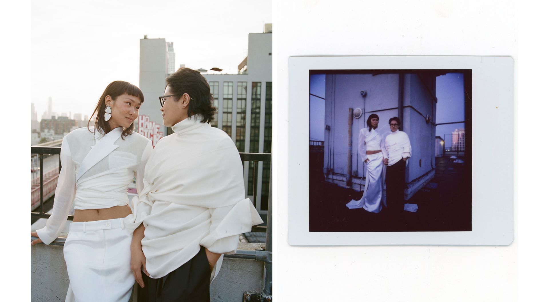 Trisha and Gui at their rooftop wedding ceremony.
