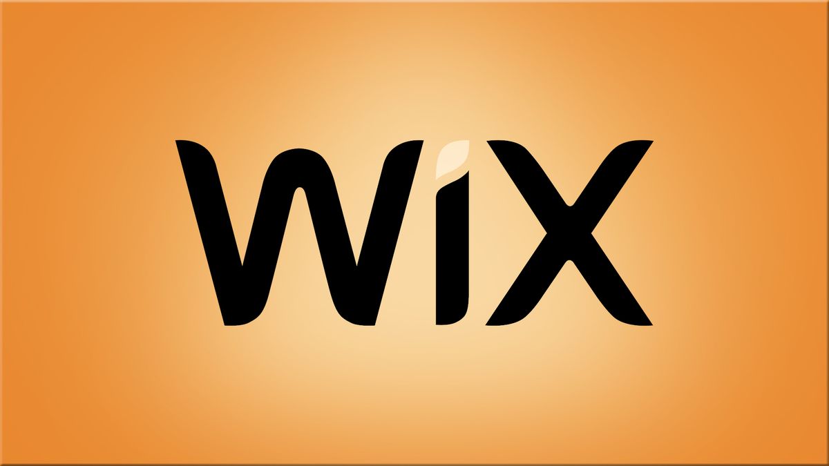 Wix logo on orange background with spotlight effect