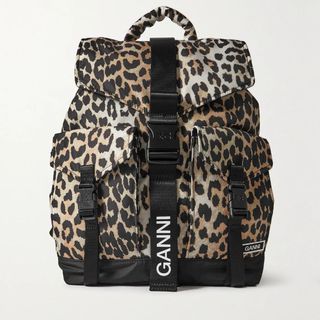 leopard-print recycled-shell backpack