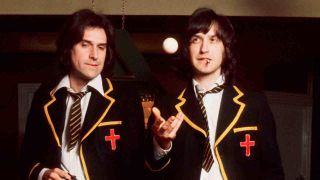 The Kinks Ray and Davies Davies dressed in schoolboy uniforms