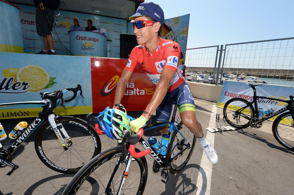 Overall leader Esteban Chaves having signed on