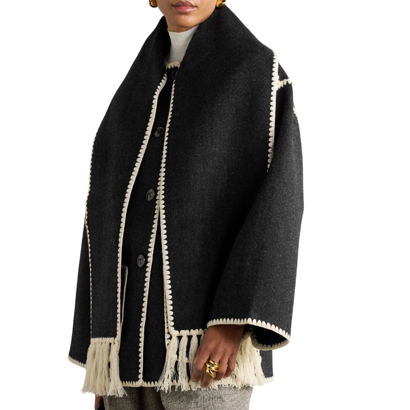 TOTEME, Draped Fringed Wool-Blend Jacket