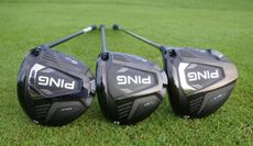 The Ping G425 Driver range is laid out on the floor