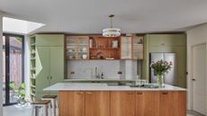 A clean and polished marble kitchen countertop 