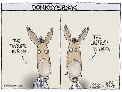 Political Cartoon U.S. Democrats Biden laptop Steele dossier