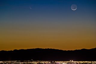 Moon and Comet Pan-STARRS Over Las Vegas