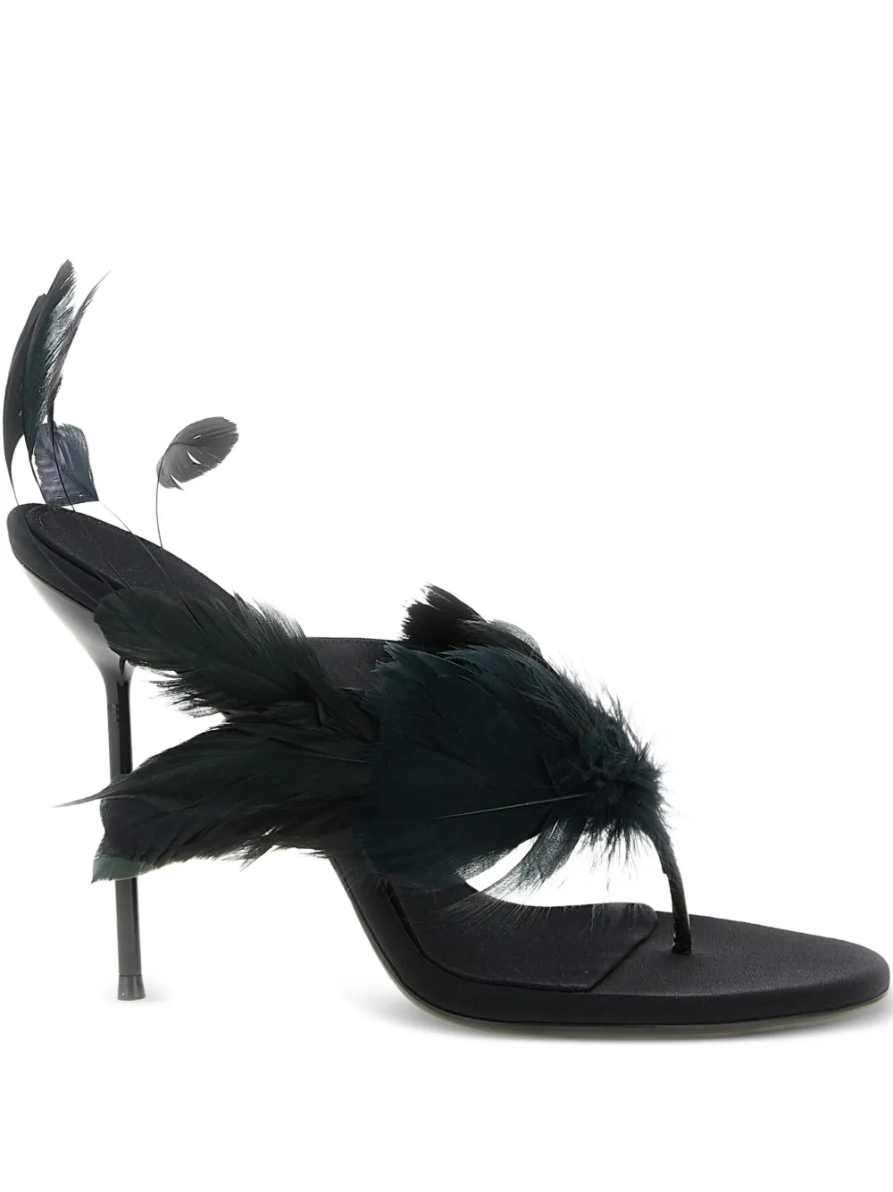 Paris Texas Lidia Feather Thong Silk Mules | 39