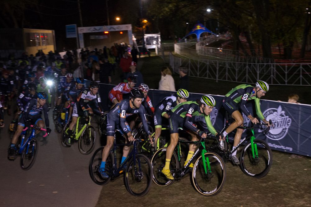 The Elite Men&rsquo;s field is lead on to the dirt by Ryan Trebon and Curtis White of cannondale-cyclocrossworld.com, Danny Summerhill of Maxxis-Shimano, and Jeremy Durrin, Neon Velo