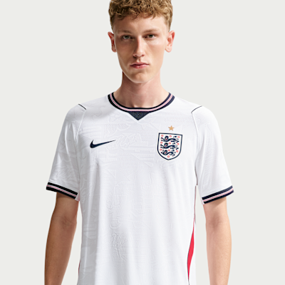 England National Team 2026 Match Home Men's Nike Aero-Fit Football Shirt - White/speed Red/obsidian/obsidian - Size Xs