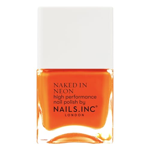 Nails Inc Be Your Inc.redible Self, Walker's Court, Orange, Neon, No Chip, Long Lasting, Quick Dry, Air Dry, Professional Manicures &amp;amp; Pedicures, Fingernails &amp;amp; Toenails, Vegan Nail Polish, 14 Ml