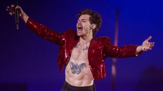 Harry Styles performs on stage during The BRIT Awards 2023 at The O2 Arena on February 11, 2023 in London, England