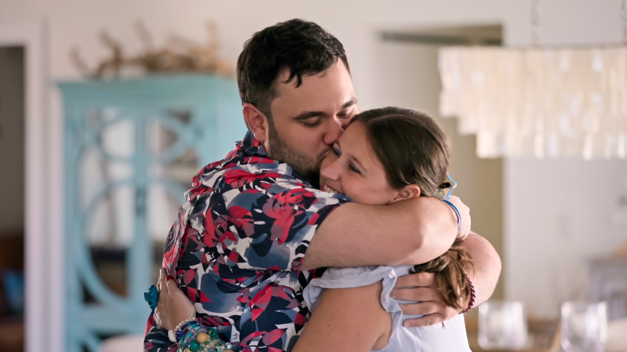 Madison Marilla gets a hug and a kiss from her date Tyler on Love on the Spectrum Season 3.