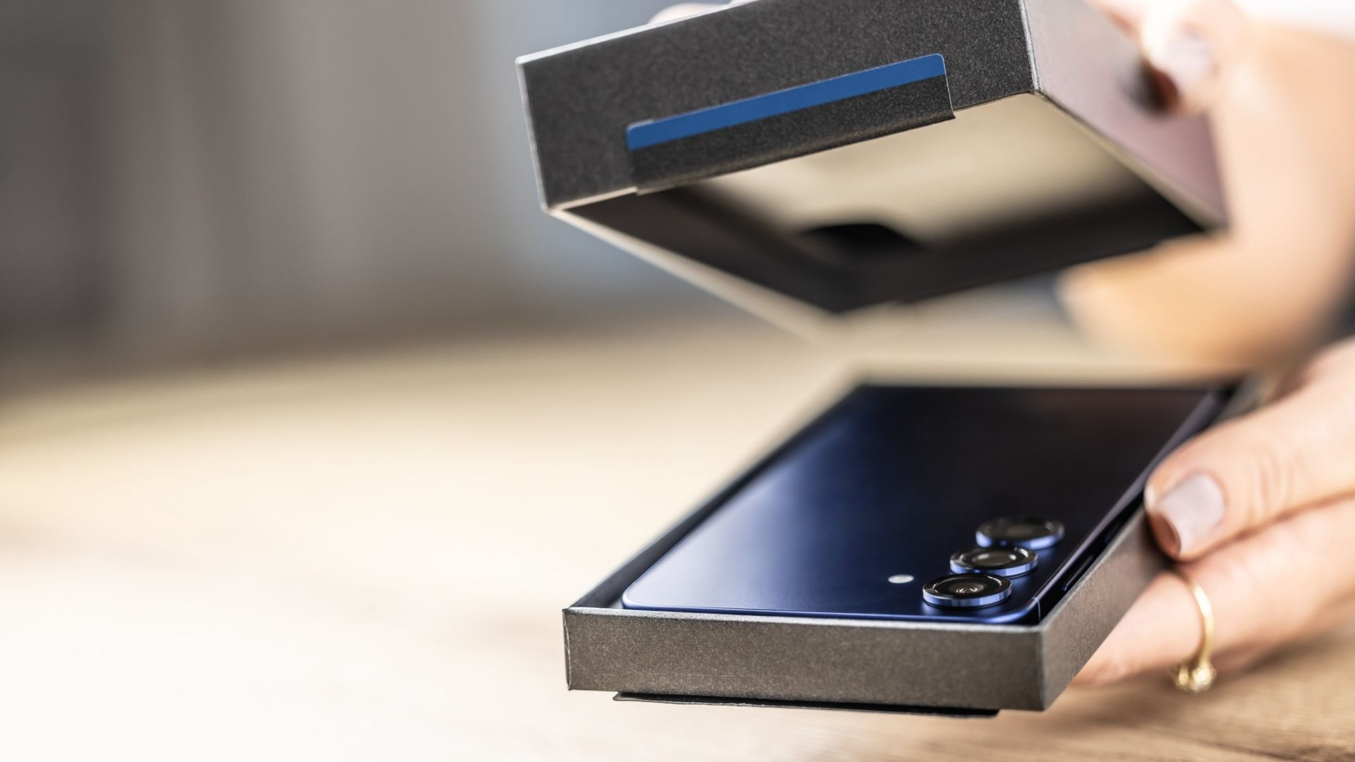 A phone being unboxed.