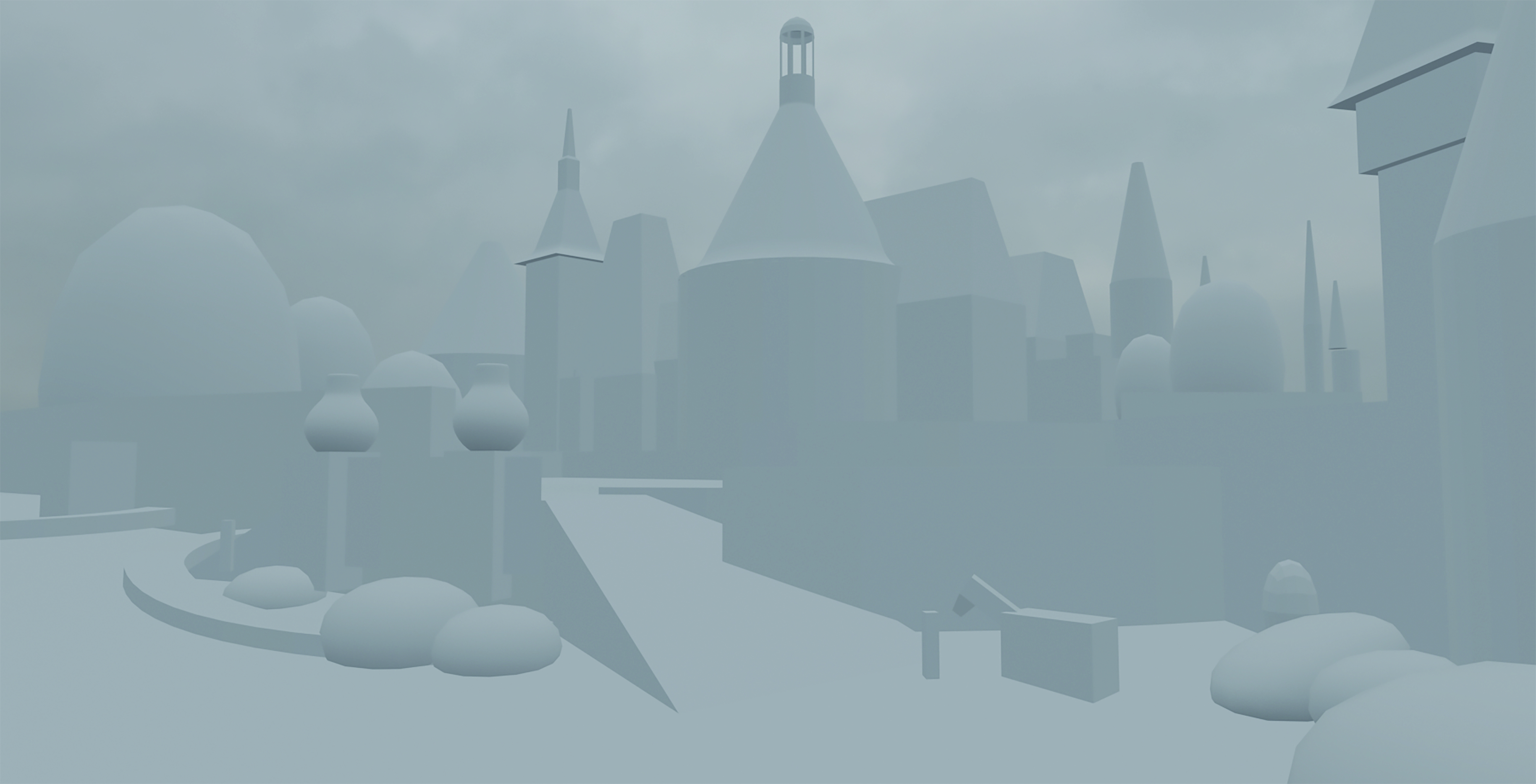 3D structure for digital art showing a snowy fairytale castle scene
