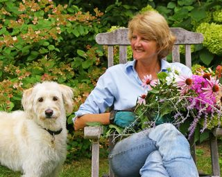 Womanswork founder Dorian Winslow with dog Daisy