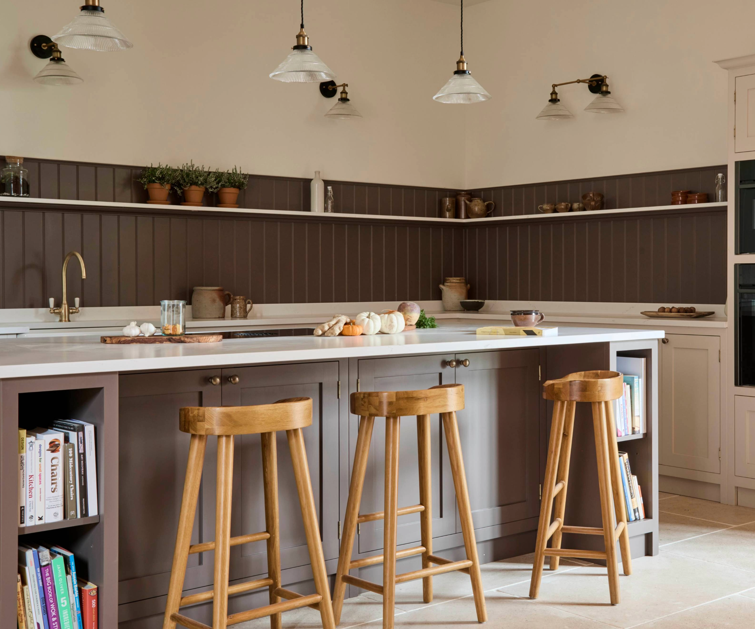 Galley kitchen idea with seating at the kitchen island