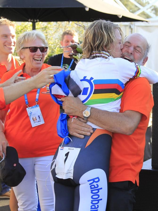 Ellen Van Dijk celebrates her time trial world championship