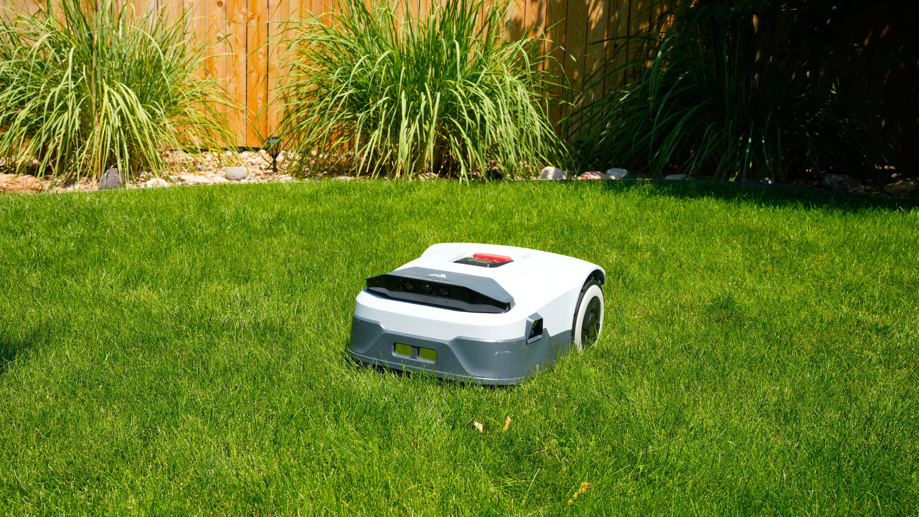 Anthbot Genie 3000 being tested in a bright green yard