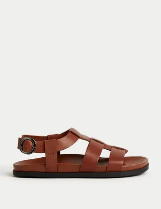 M&S Collection, Leather Ankle Strap Footbed Sandals