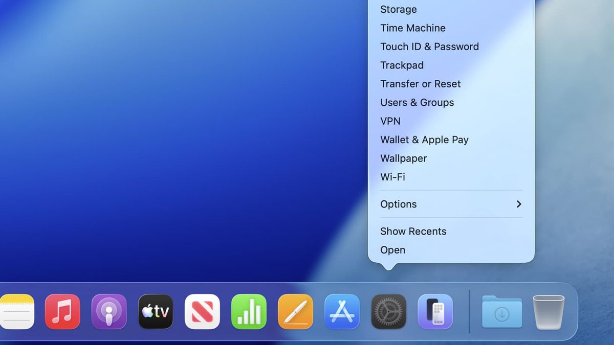 The Dock in macOS.