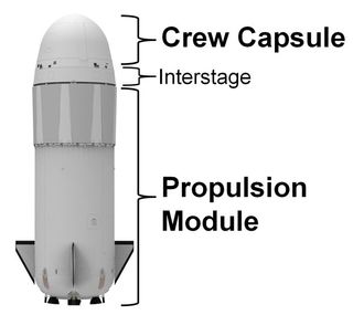 An early prototype vision for Blue Origin's New Shepard vehicle for suborbital spaceflight.
