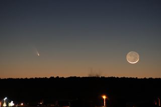 Astrophotographer Josh Knutson captured this amazing photo of Comet Pan-STARRS (left) and the crescent moon on March 12, 2013 just after a desert sunset near Rio Rancho, New Mexico.