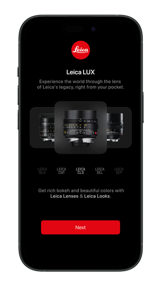 Screenshots and text from the Leica LUX iPhone application
